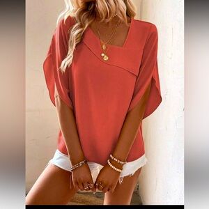 NWOT SHEIN Women's Coral Blouse, L🦋